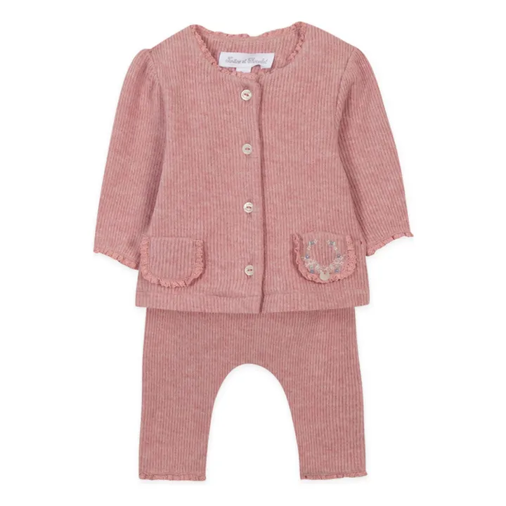 Knitted Cardigan and Legging | Dusty Pink- Product image n°0