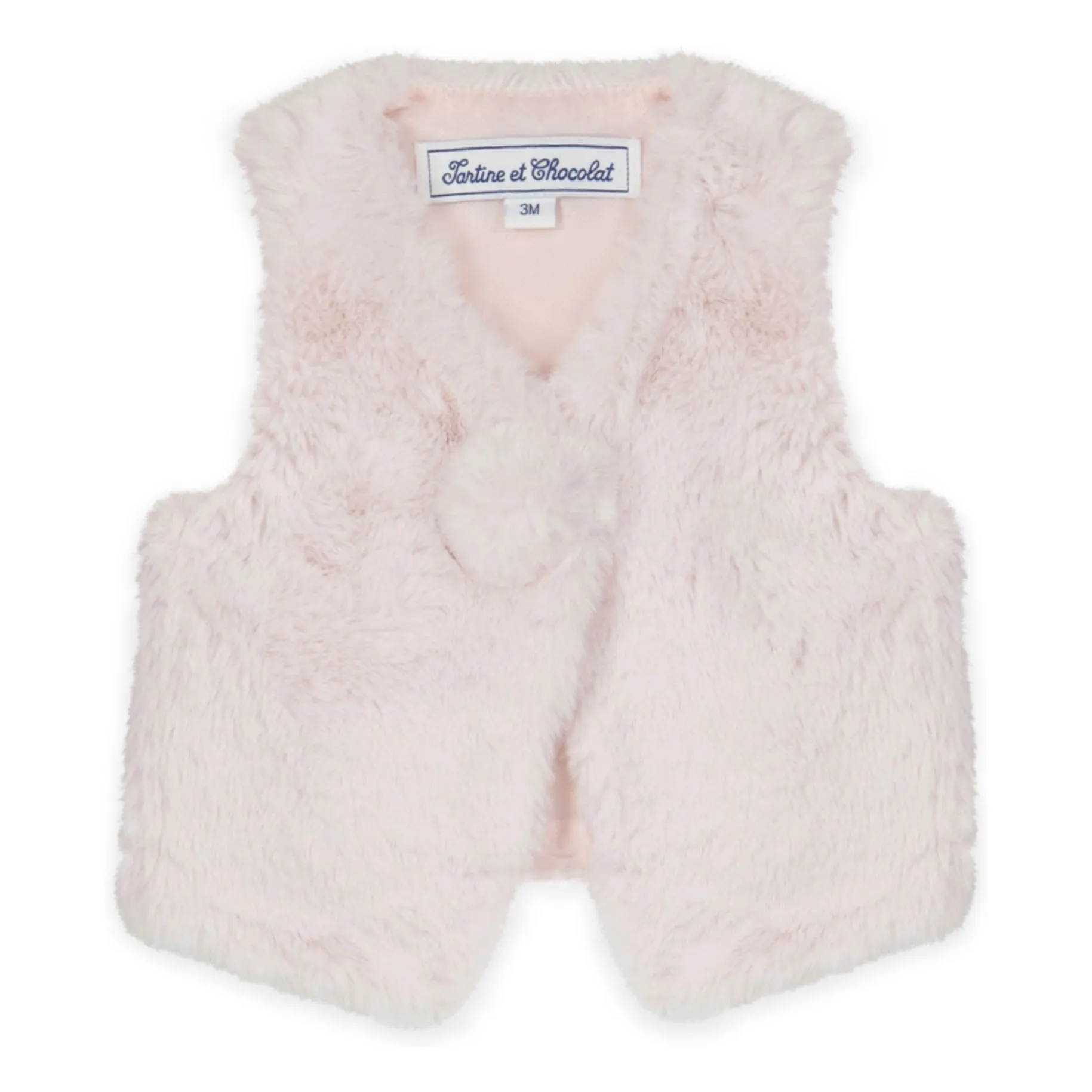 Tartine Et Chocolat Women's Pale Pink Sleeveless Fur Vest