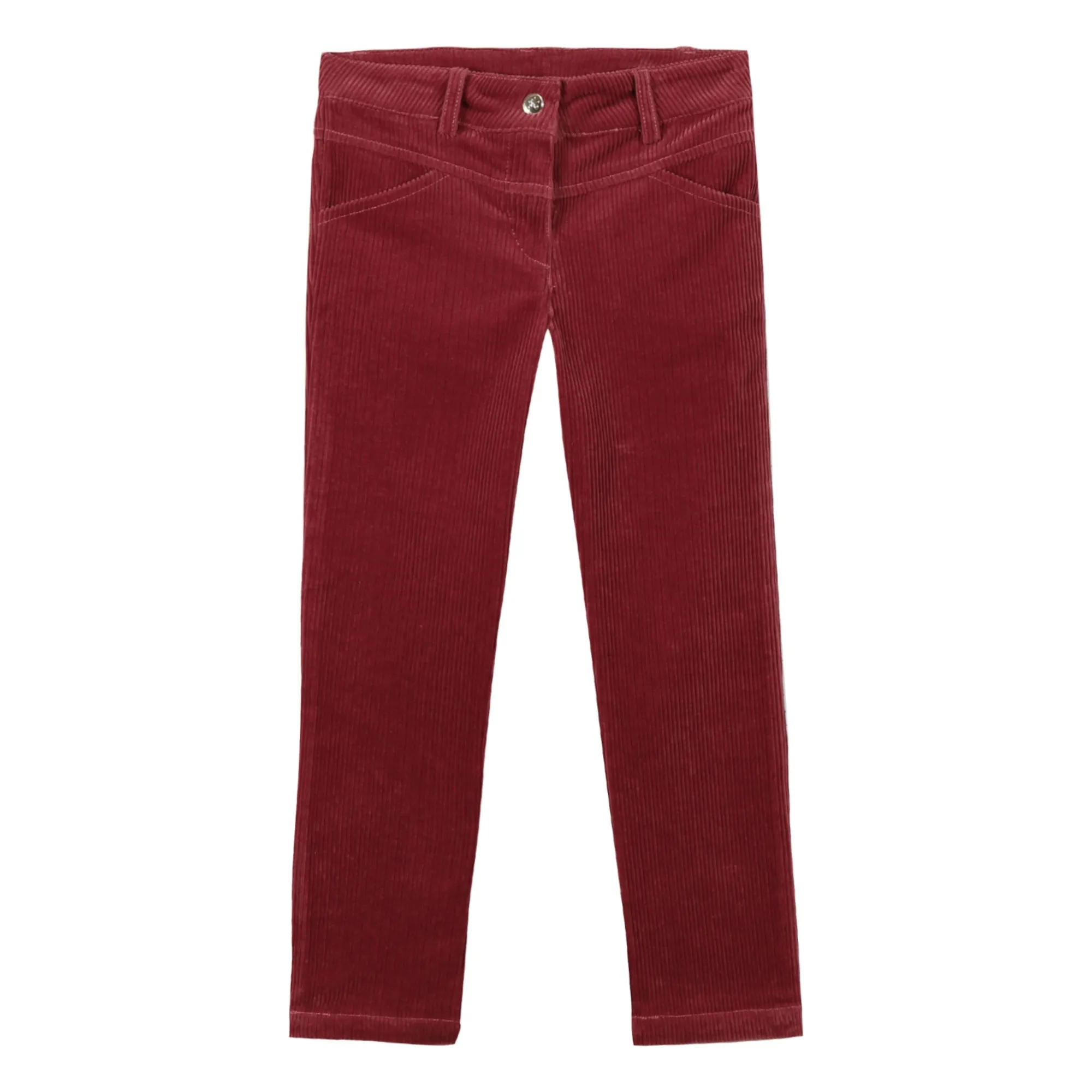 Tartine Et Chocolat Girls Raspberry Red Corduroy Pants