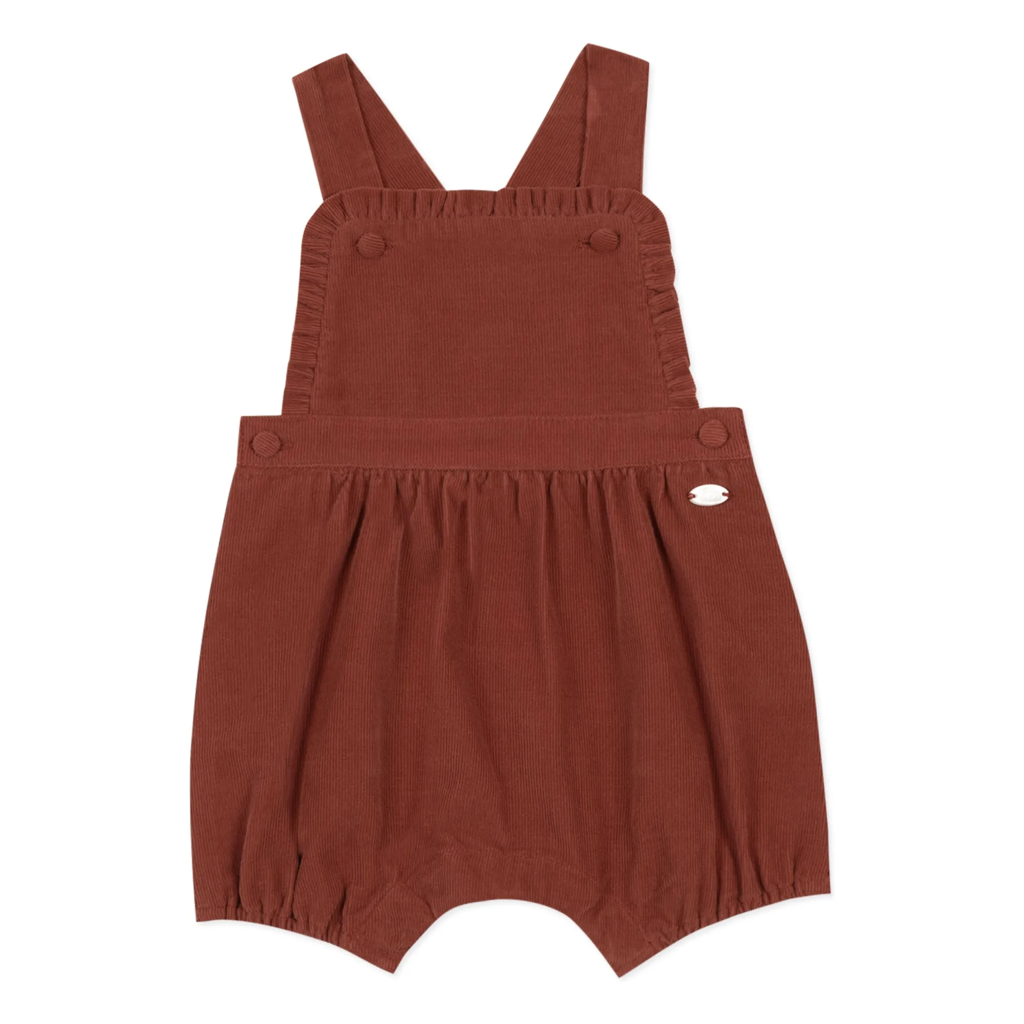 Tartine Et Chocolat Girls Brick Red Short Overalls