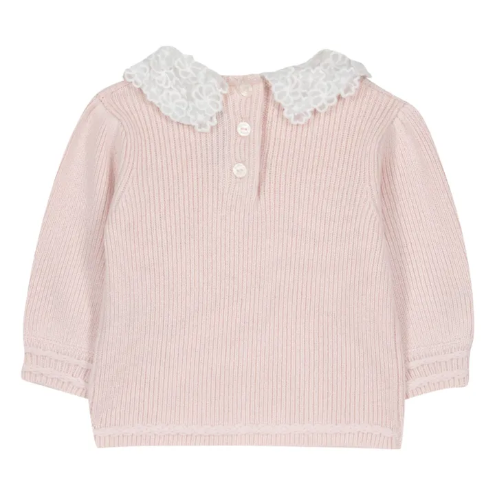 Knitted sweater with embroidered collar | Pale Pink- Product image n°2