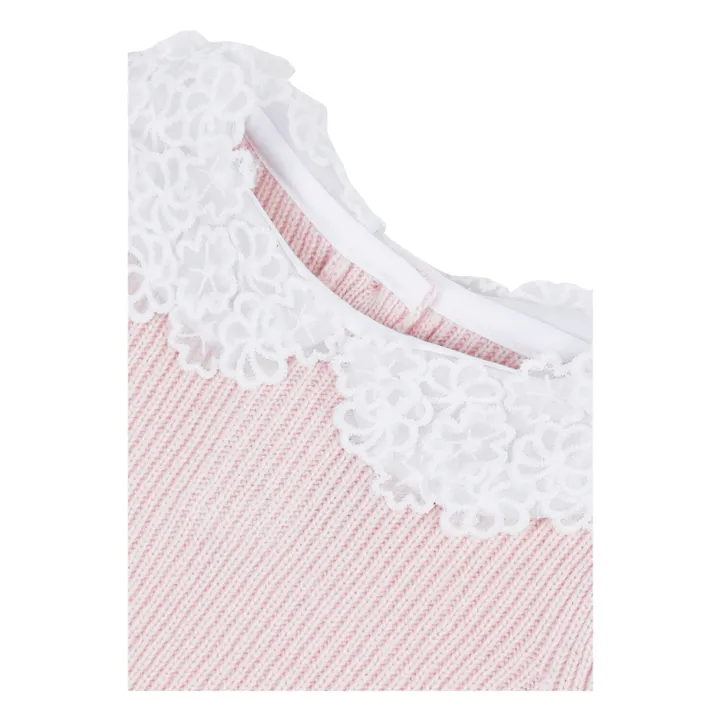 Knitted sweater with embroidered collar | Pale Pink- Product image n°1