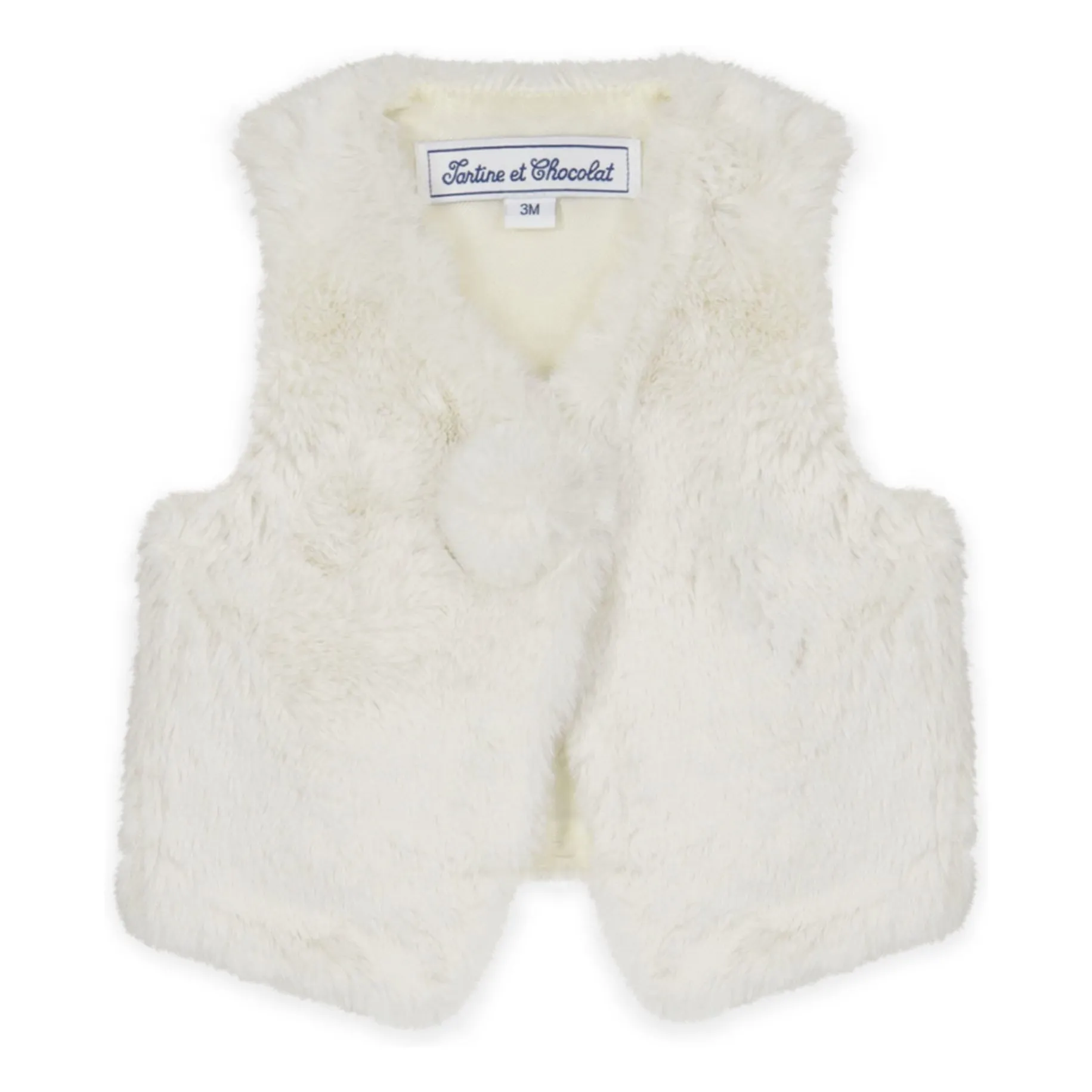 Tartine Et Chocolat Women's Ivory Sleeveless Fur Vest