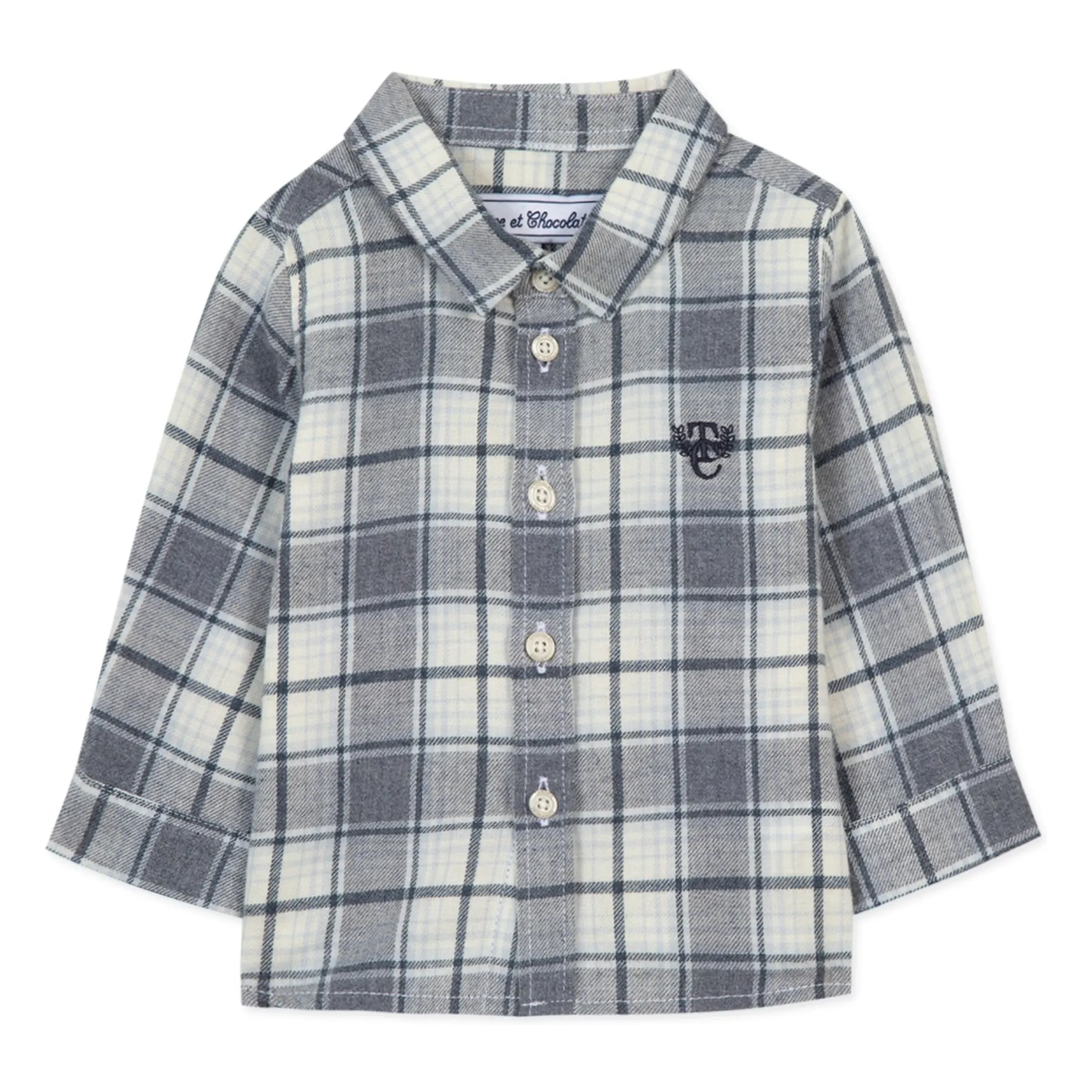 Tartine Et Chocolat Men's Heather Grey Checkered Shirt