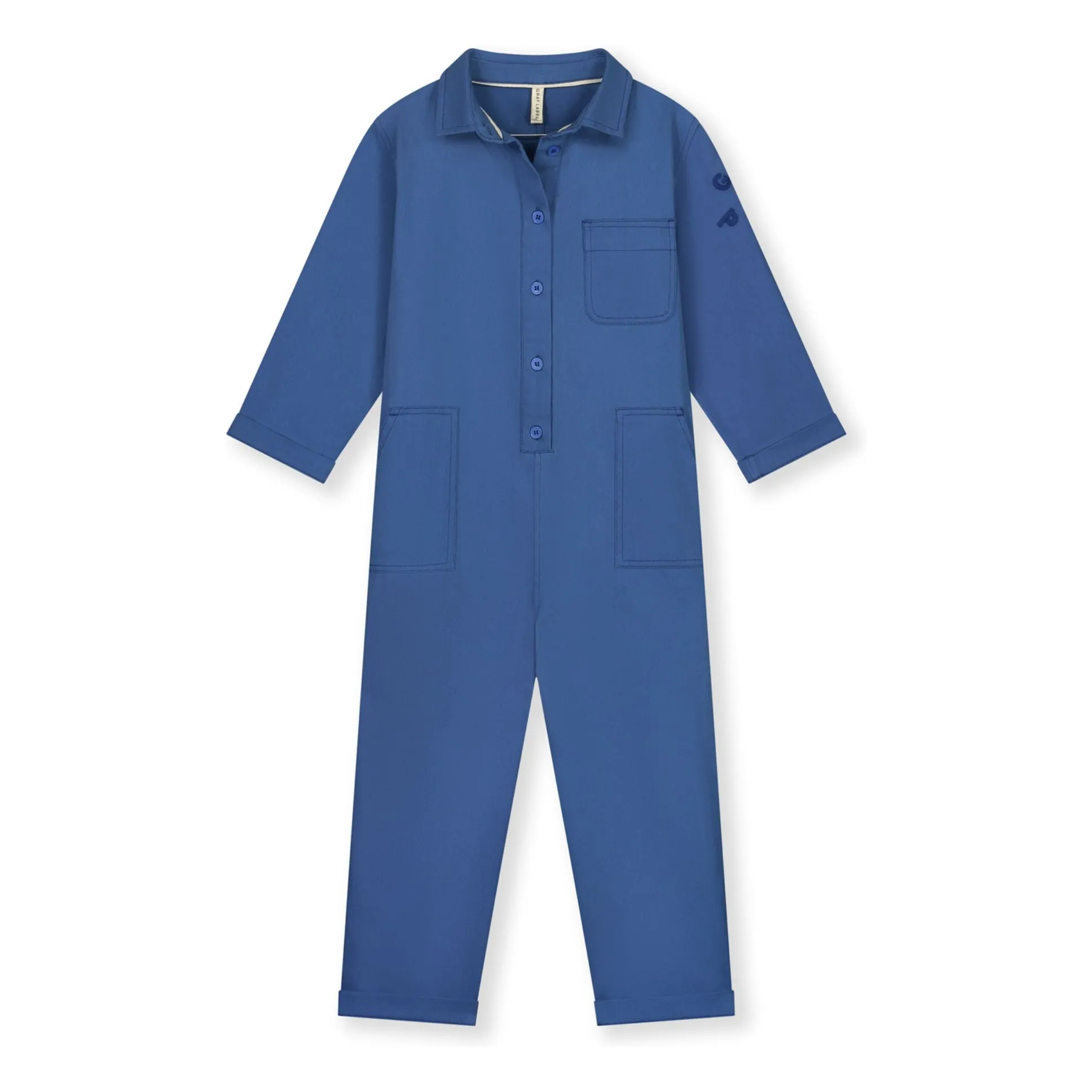 Gray Label Blue Button-Down Twill Jumpsuit