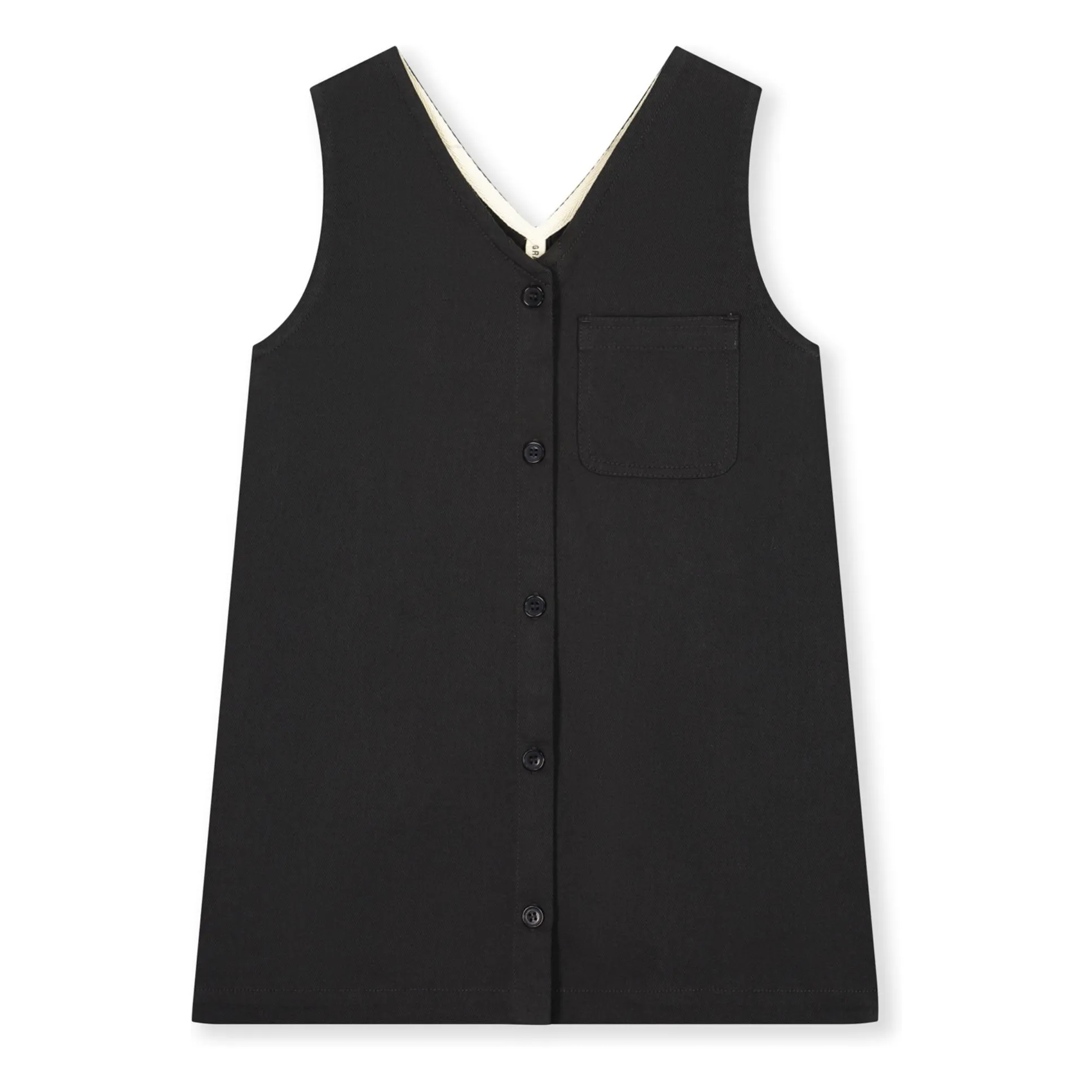 Gray Label Black Sleeveless Buttoned Twill Dress