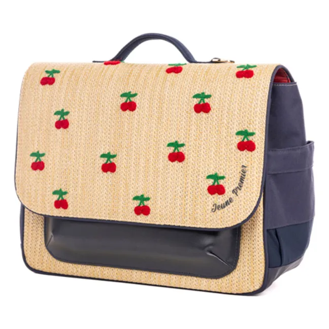 Borsa midi in rafia Cherry | Blu marino