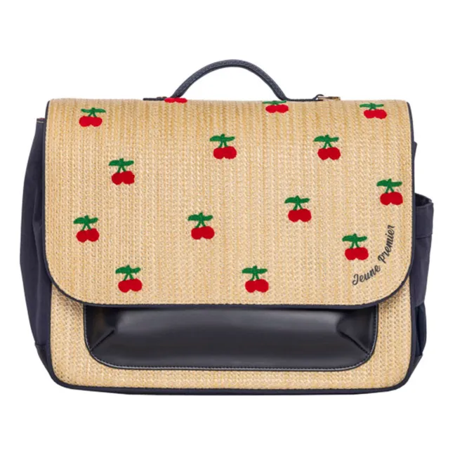 Borsa midi in rafia Cherry | Blu marino