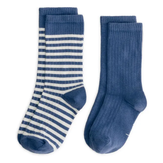 2er-Pack gerippte Socken | Blau
