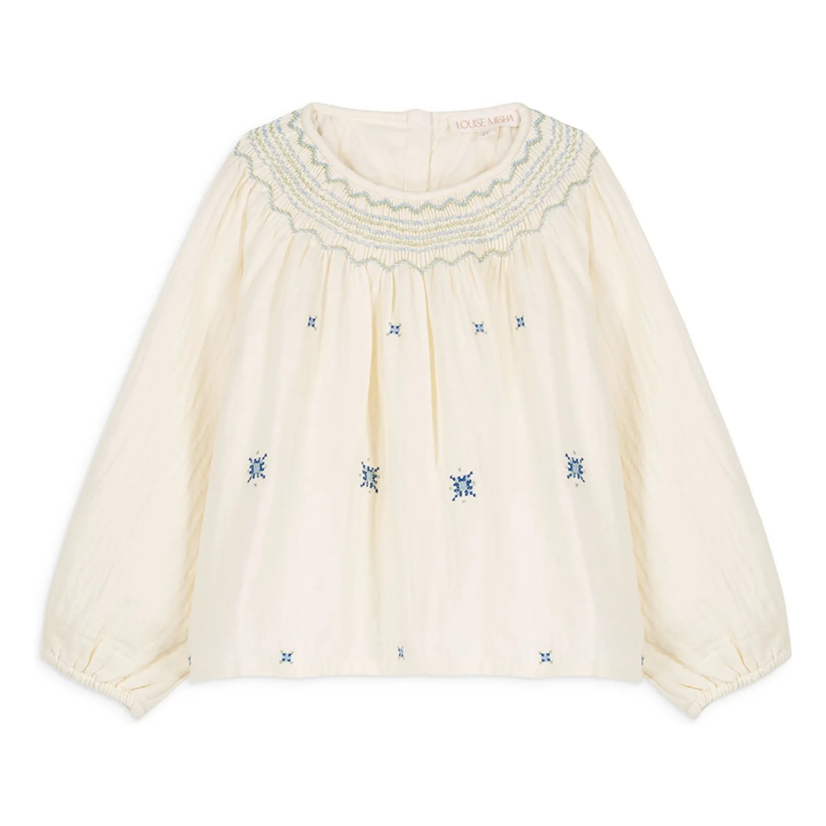 Louise Misha Ecru Coletta Cotton Gauze Blouse