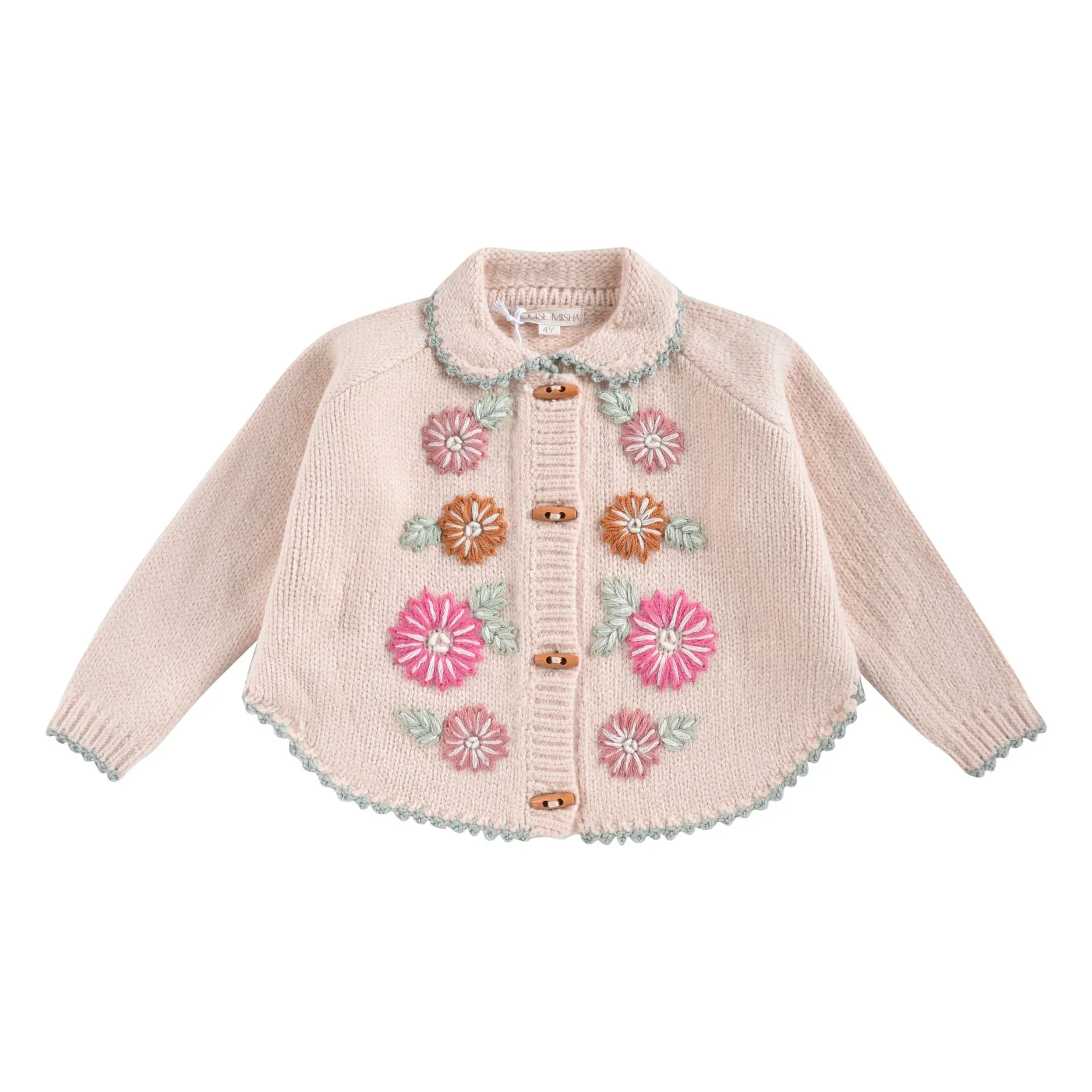 Louise Misha Powder Pink Khella Baby Embroidered Cardigan