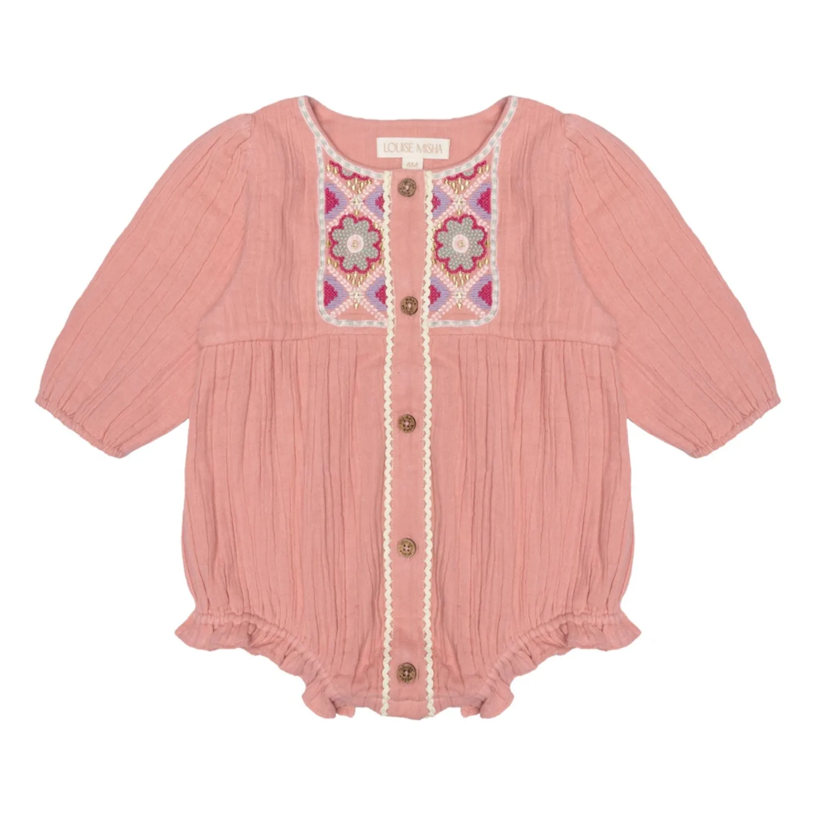 Louise Misha Pink Lilana Cotton Gauze Romper