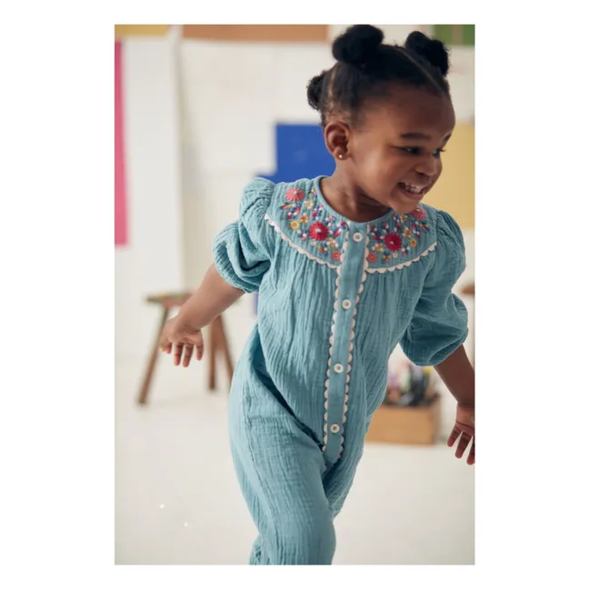 Tuta Liliane in garza di cotone | Blu