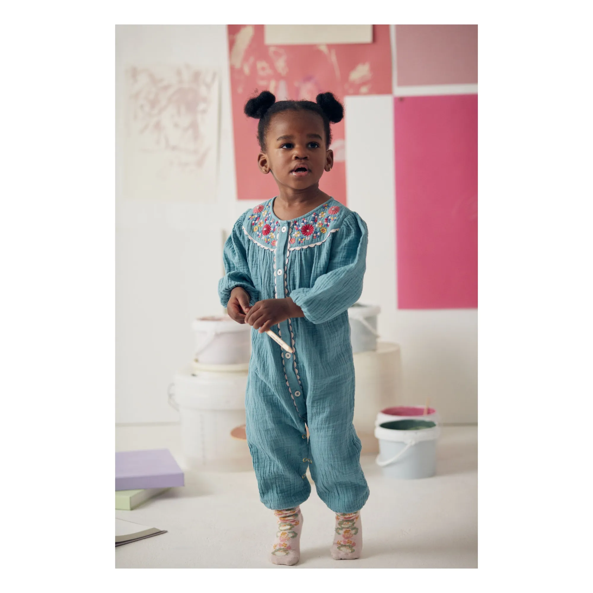 Louise Misha Blue Liliane Cotton Gauze Jumpsuit