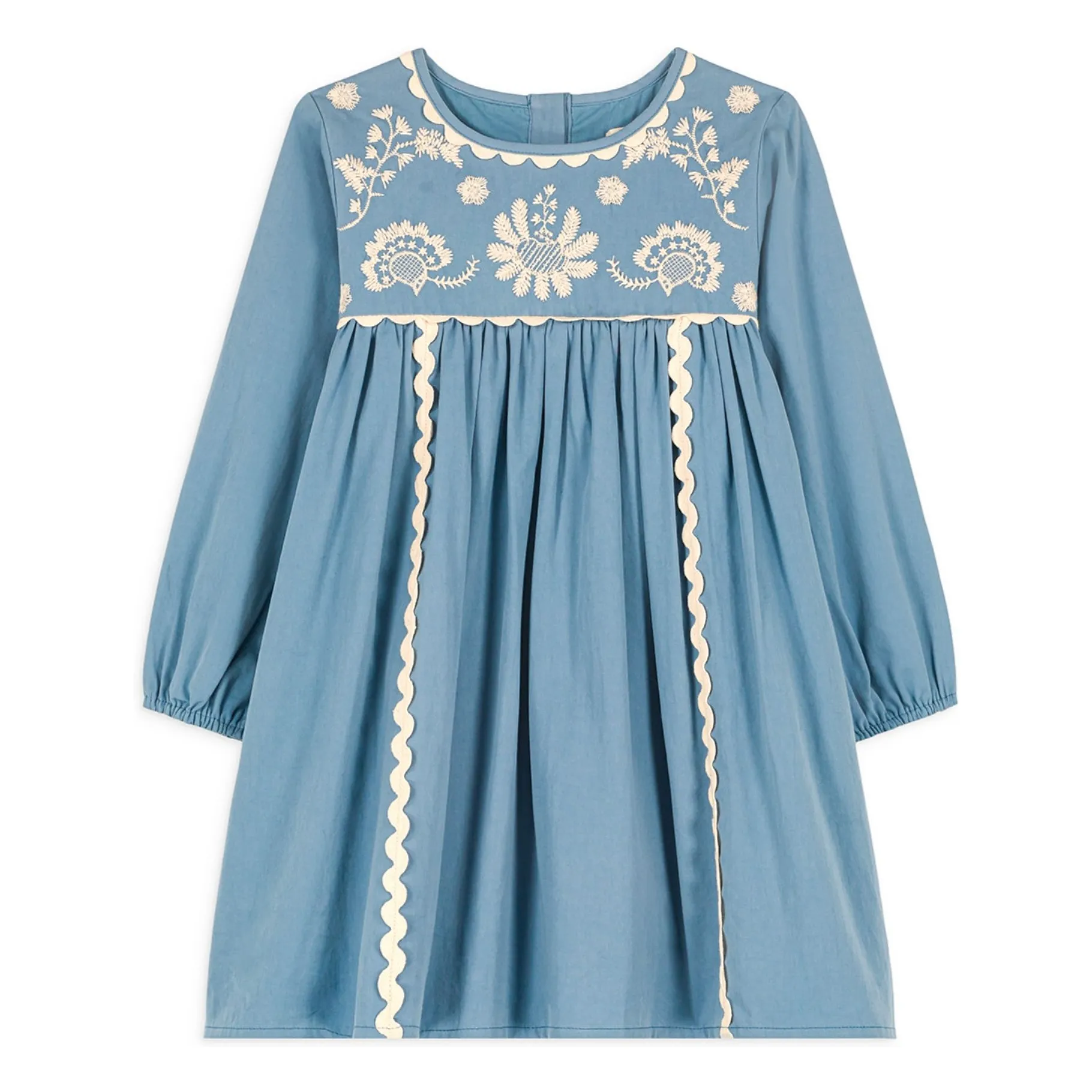 Louise Misha Blue Linoa Embroidered Dress
