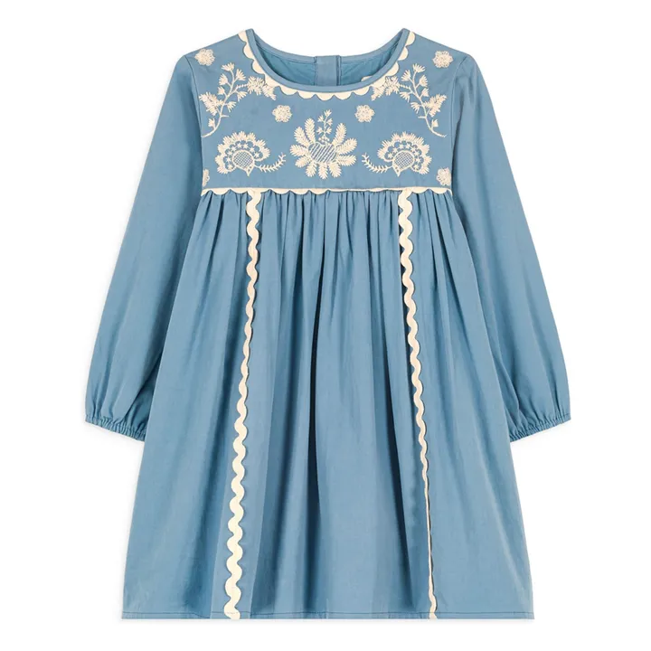 Vestido bordado Linoa | Azul- Imagen del producto n°0