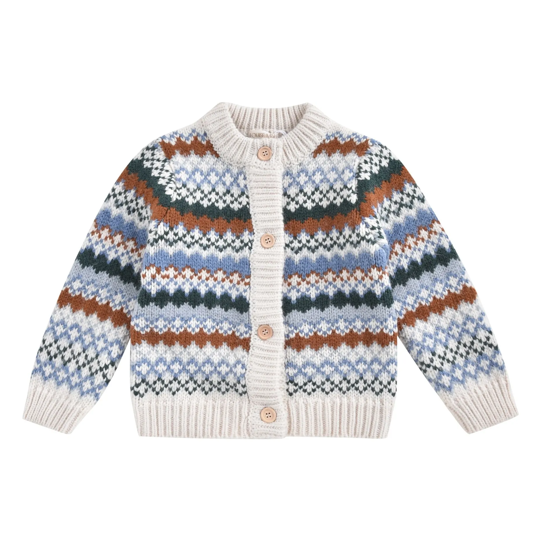 Louise Misha Blue Arib Jacquard Cardigan