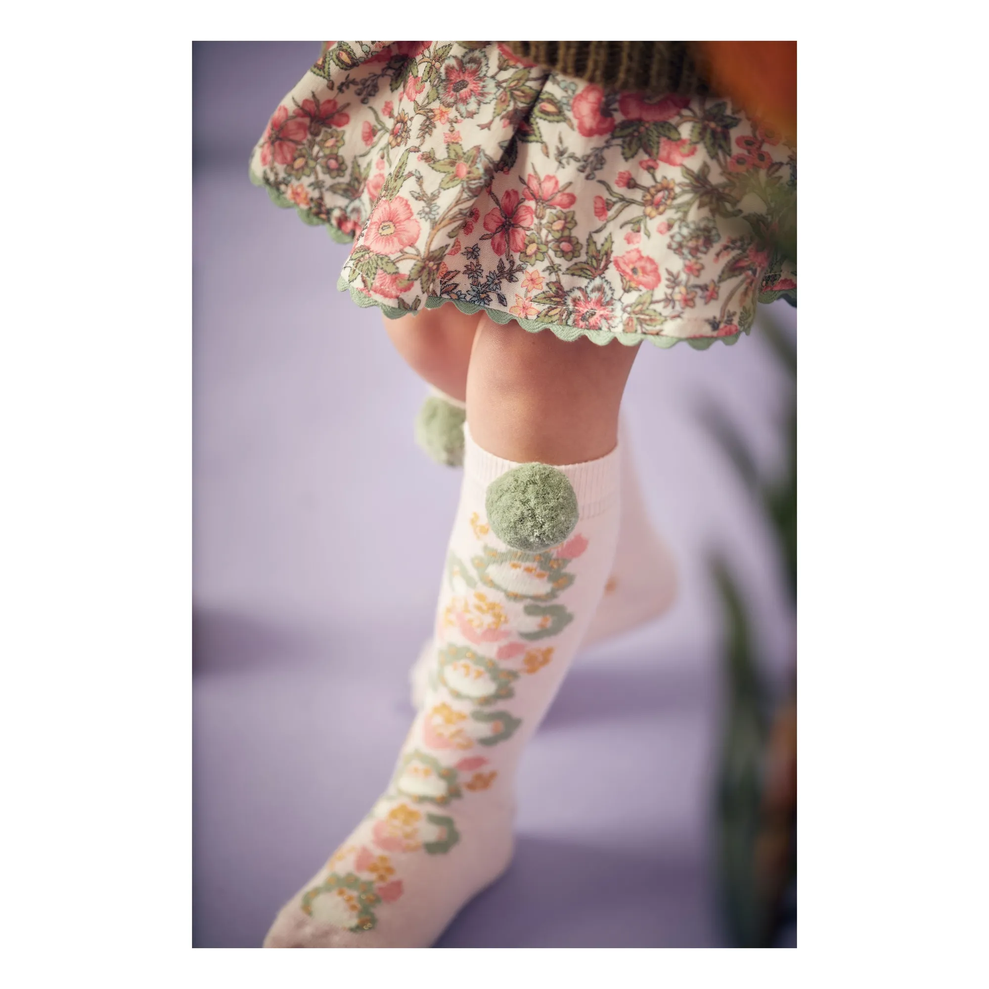 Chaussettes Chelie Pompons | Rose pâle- Image produit n°1