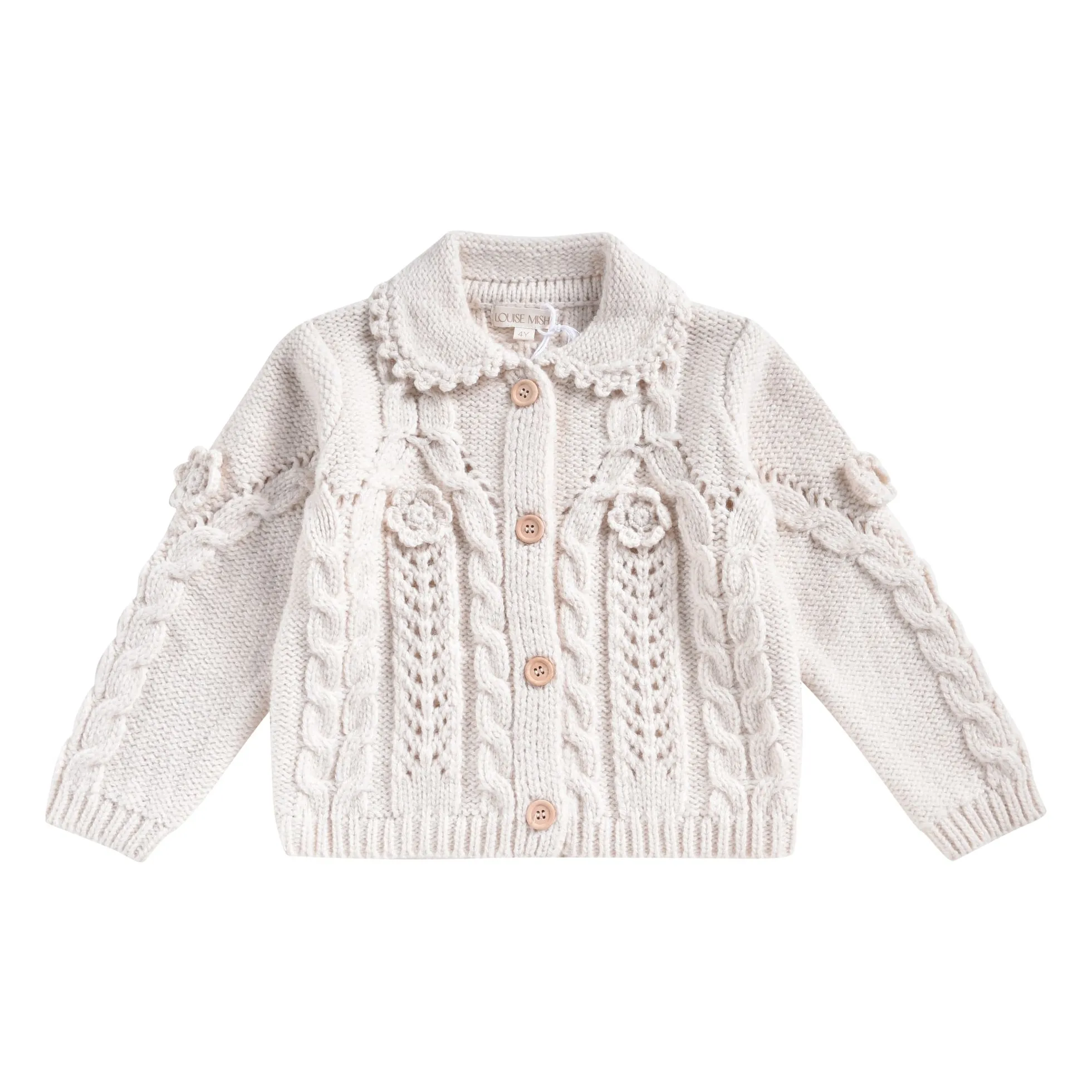 Louise Misha Ecru Cardigan Louny Maille Fleurie
