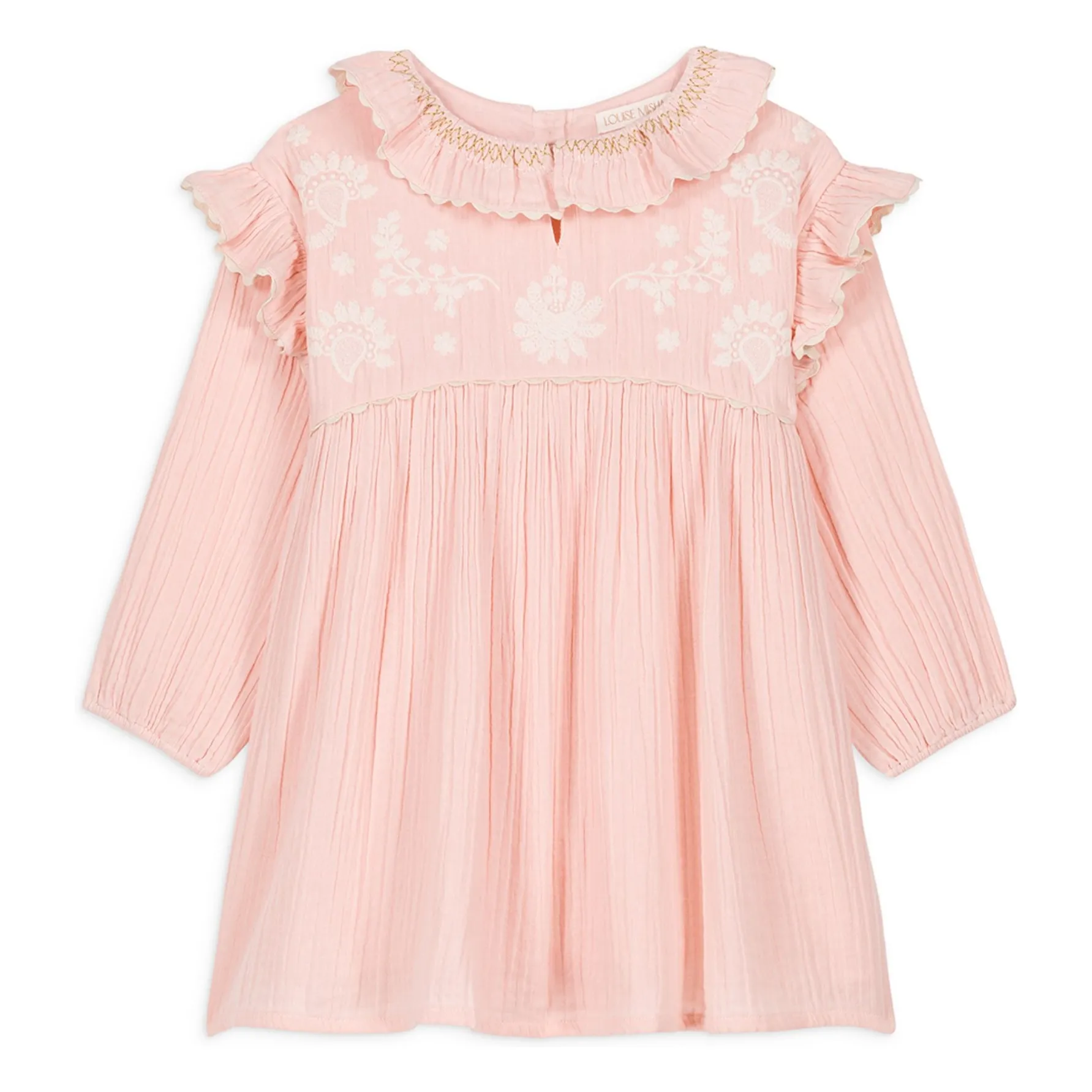 Louise Misha Powder Pink Illi Embroidered Ruffle Dress