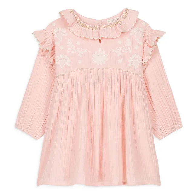 Kleid Illi Bestickt Volants | Puderrosa