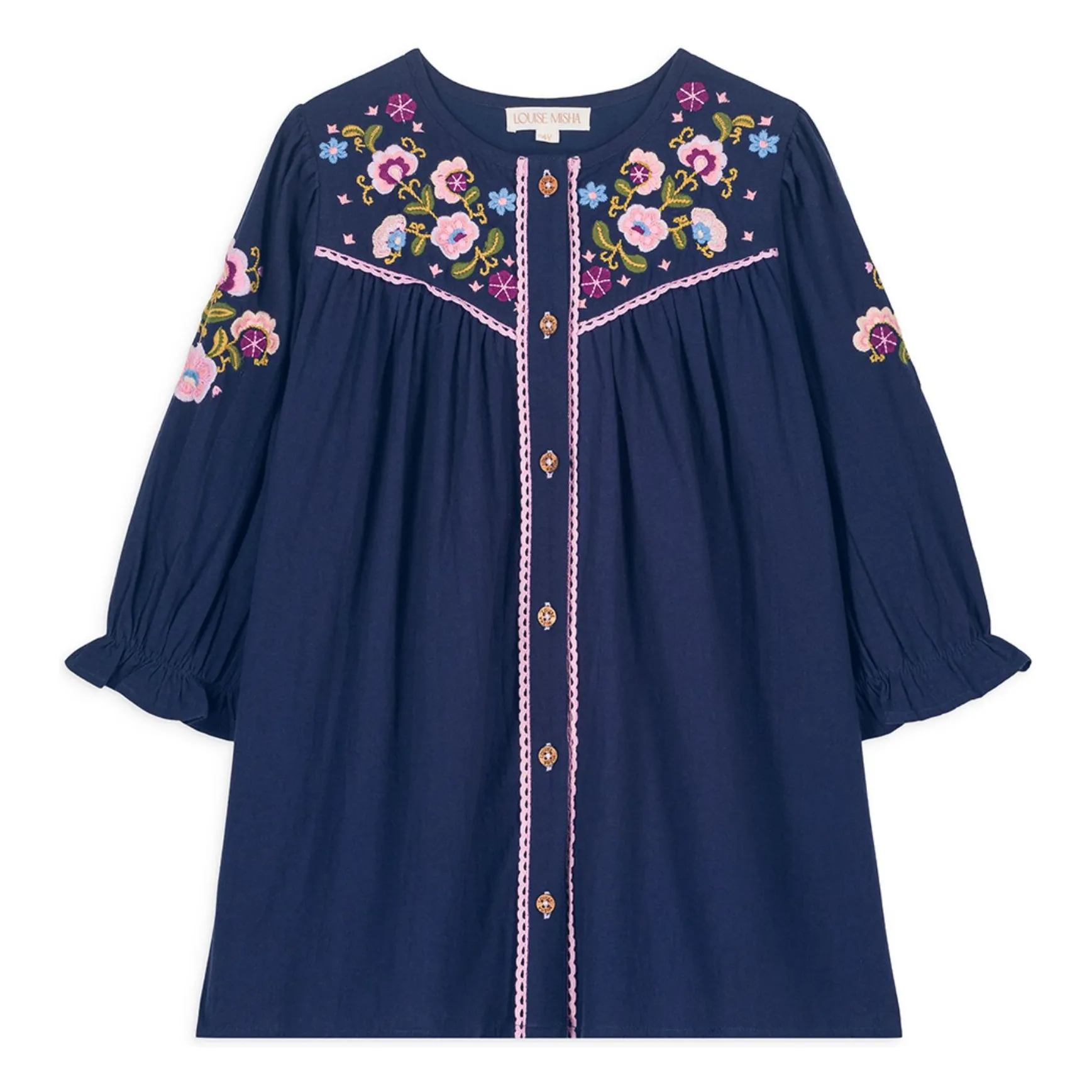 Louise Misha Midnight Blue Floriane Embroidered Dress