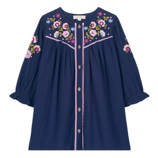 Abito ricamato Floriane | Blu notte
