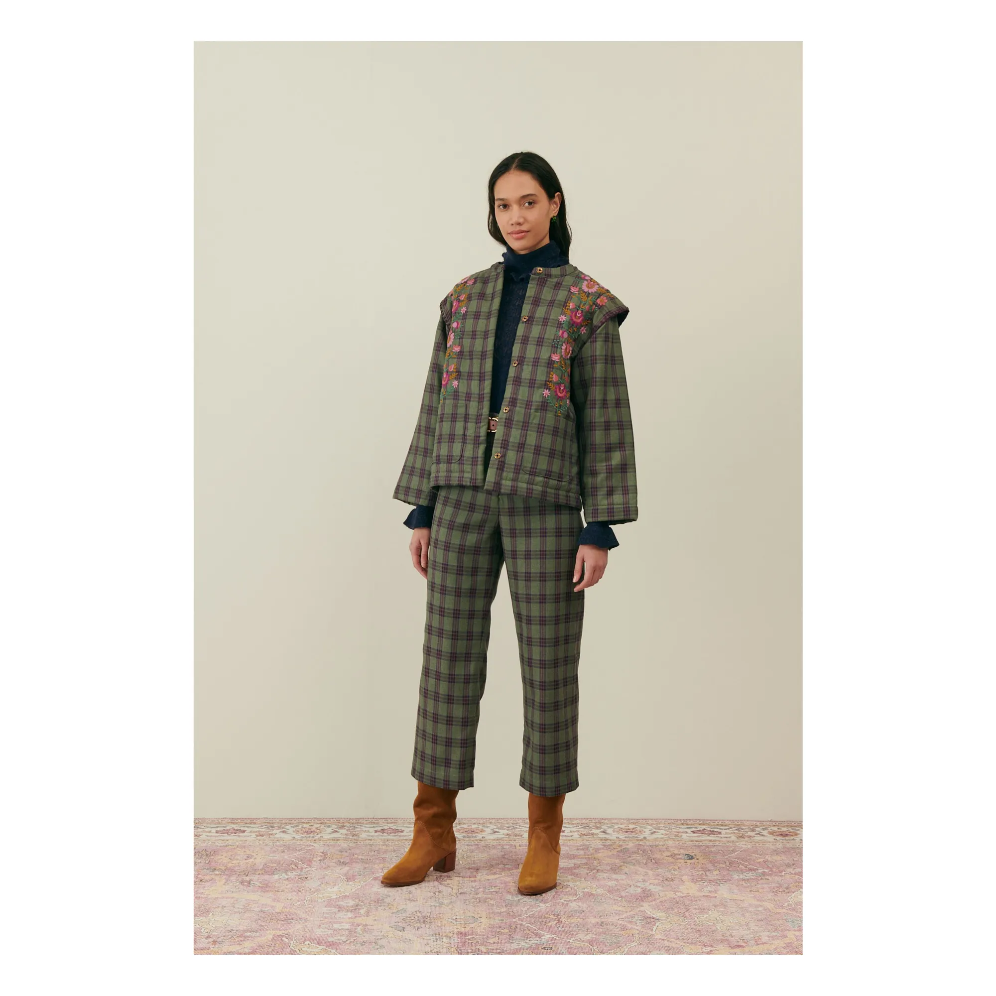 Louise Misha Women's Dark Green Maura Tartan Jacket - Collection