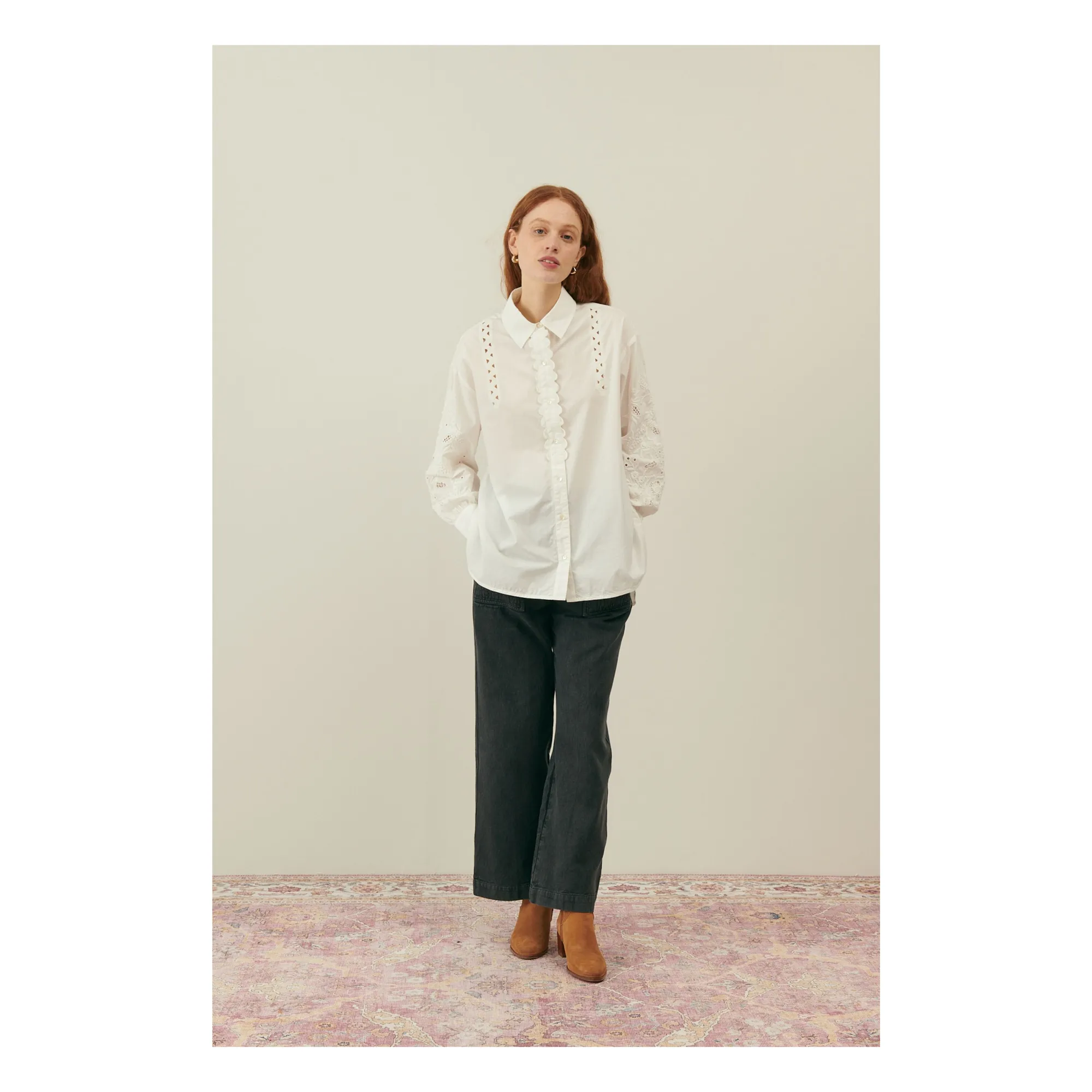 Louise Misha Women's Off White Rupi Organic Cotton Shirt - Collection