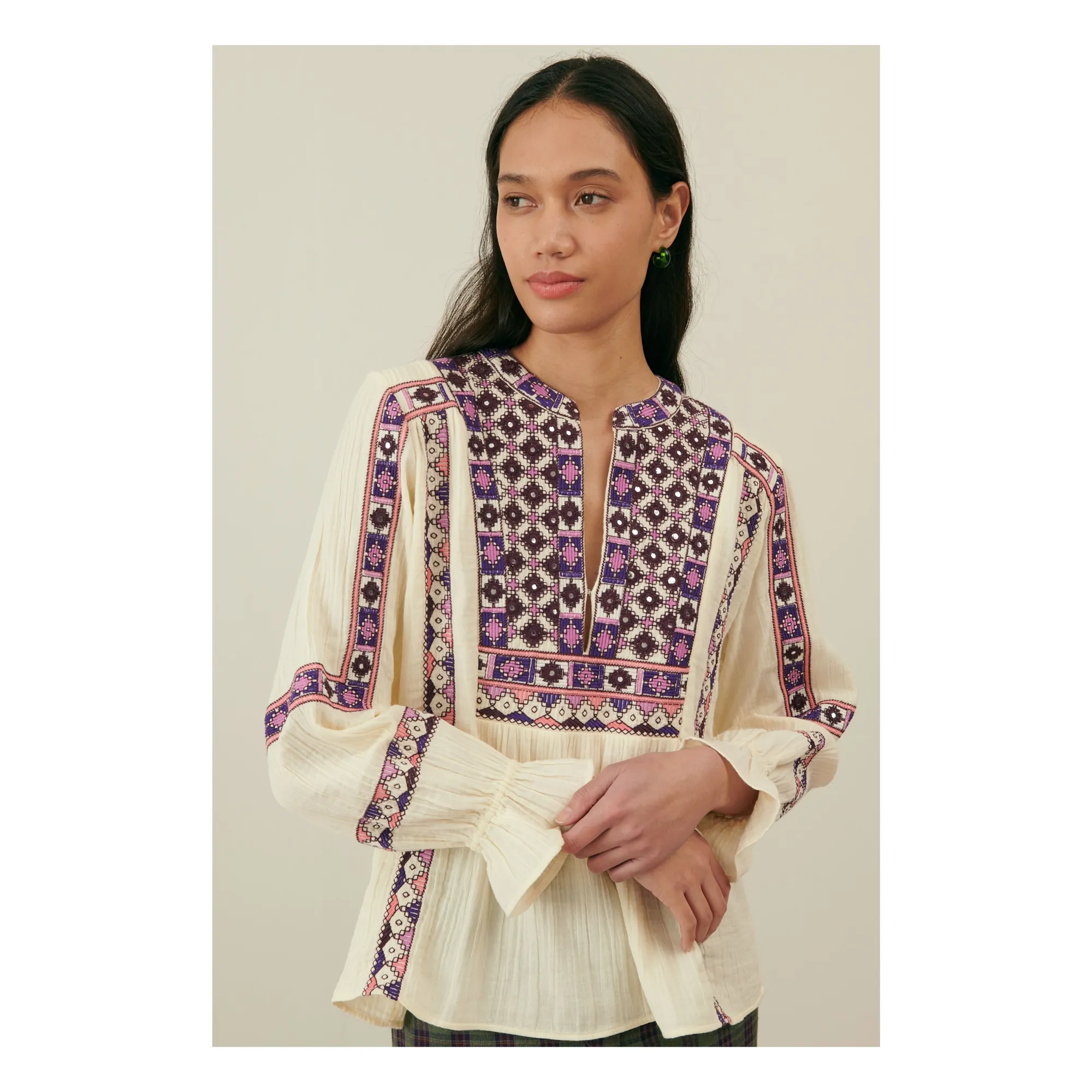 Louise Misha Women's Cream Mariella Organic Cotton Blouse - Collection