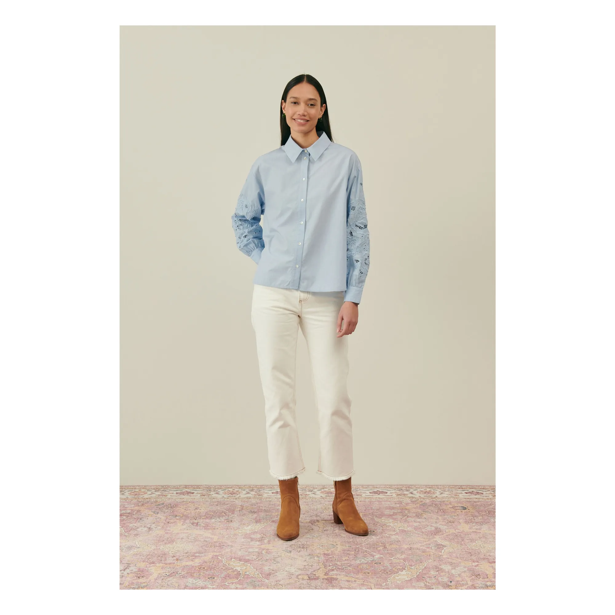 Louise Misha Women's Light Blue Caparelle Organic Cotton Shirt - Collection