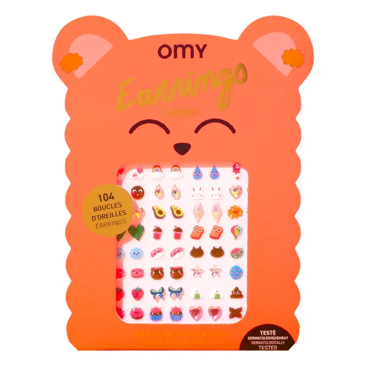 Kawaii self-adhesive earrings | Orange- Product image n°7