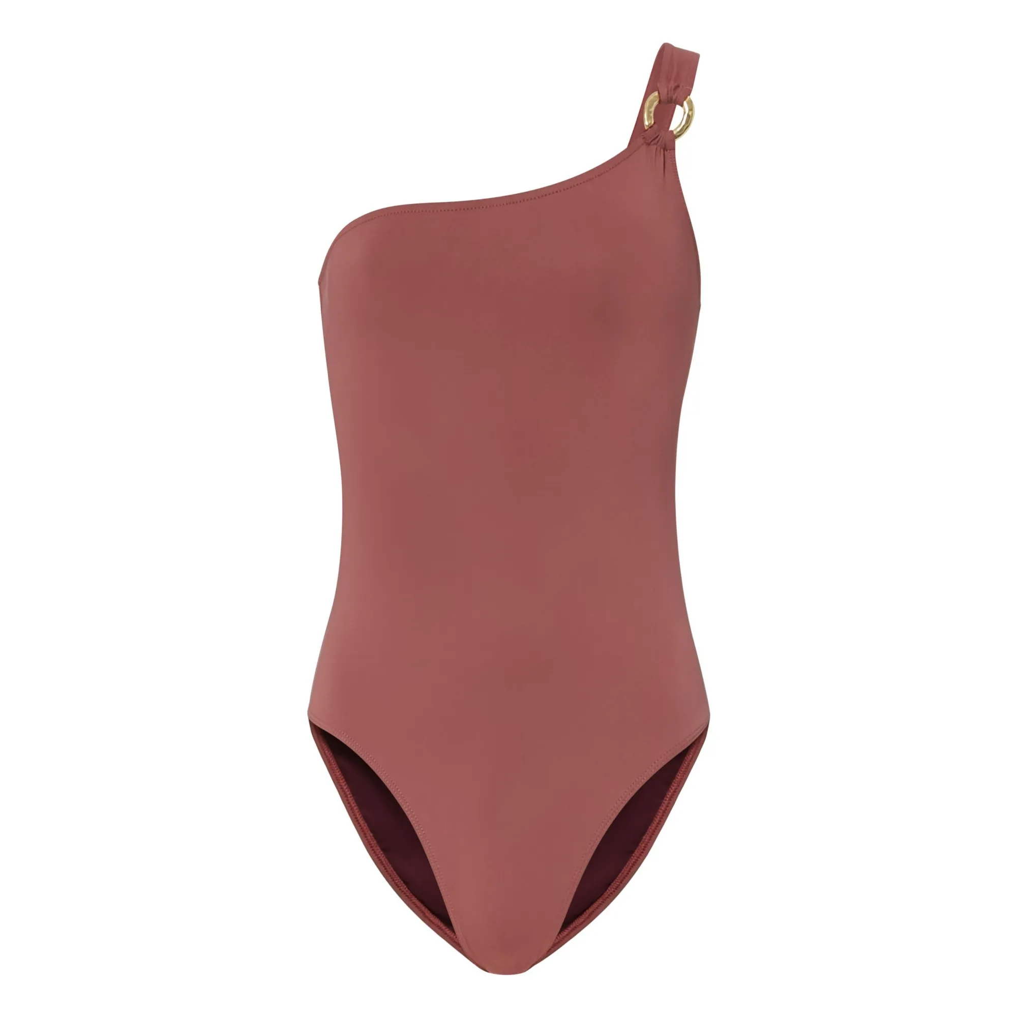Alma Deia Frosted Brown 1-Piece Asymmetrical Swimsuit