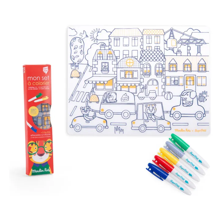 Set en silicone à colorier + 5 feutres Les Popipop- Image produit n°0