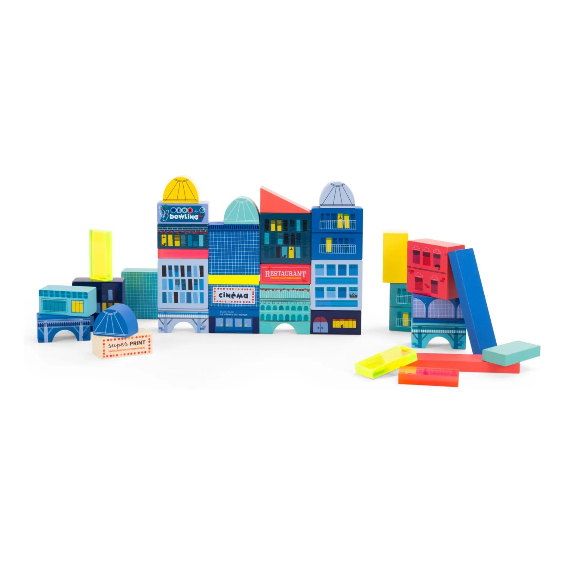 Moulin Roty Multicoloured Building Blocks City Avenue Du Moulin