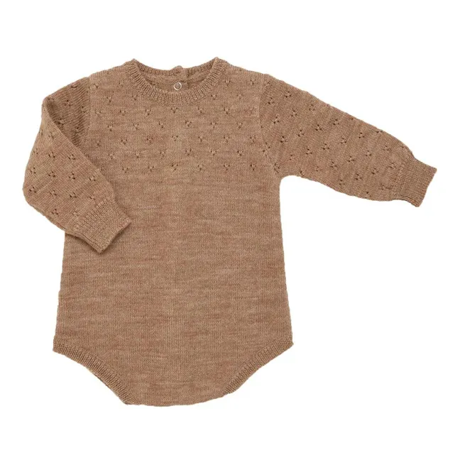 Felix Strampelanzug Wolle | Beige meliert