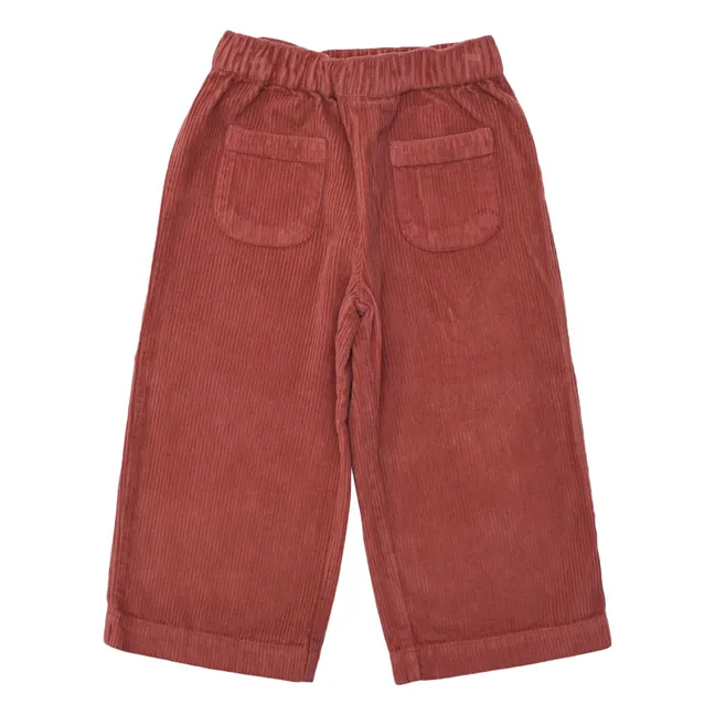 Léon-Hose aus geripptem Velours | Terracotta