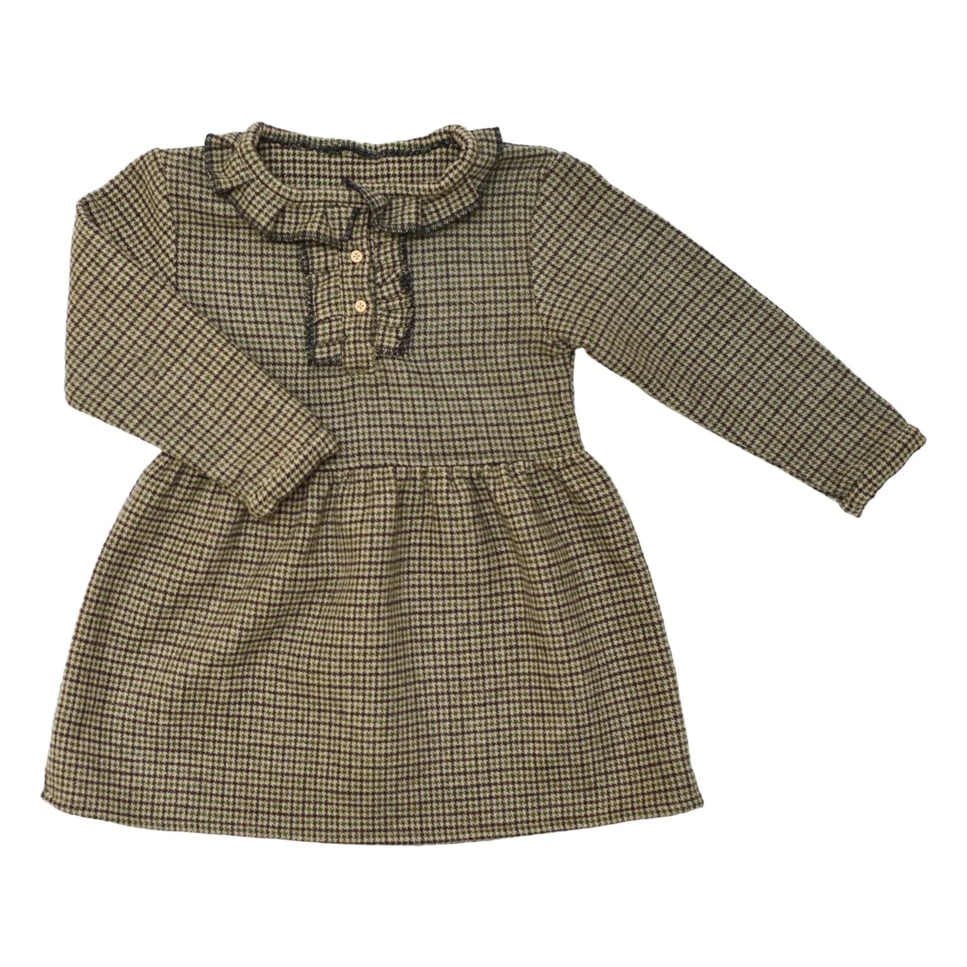 Lililotte Green Lise Pied-De-Poule Dress