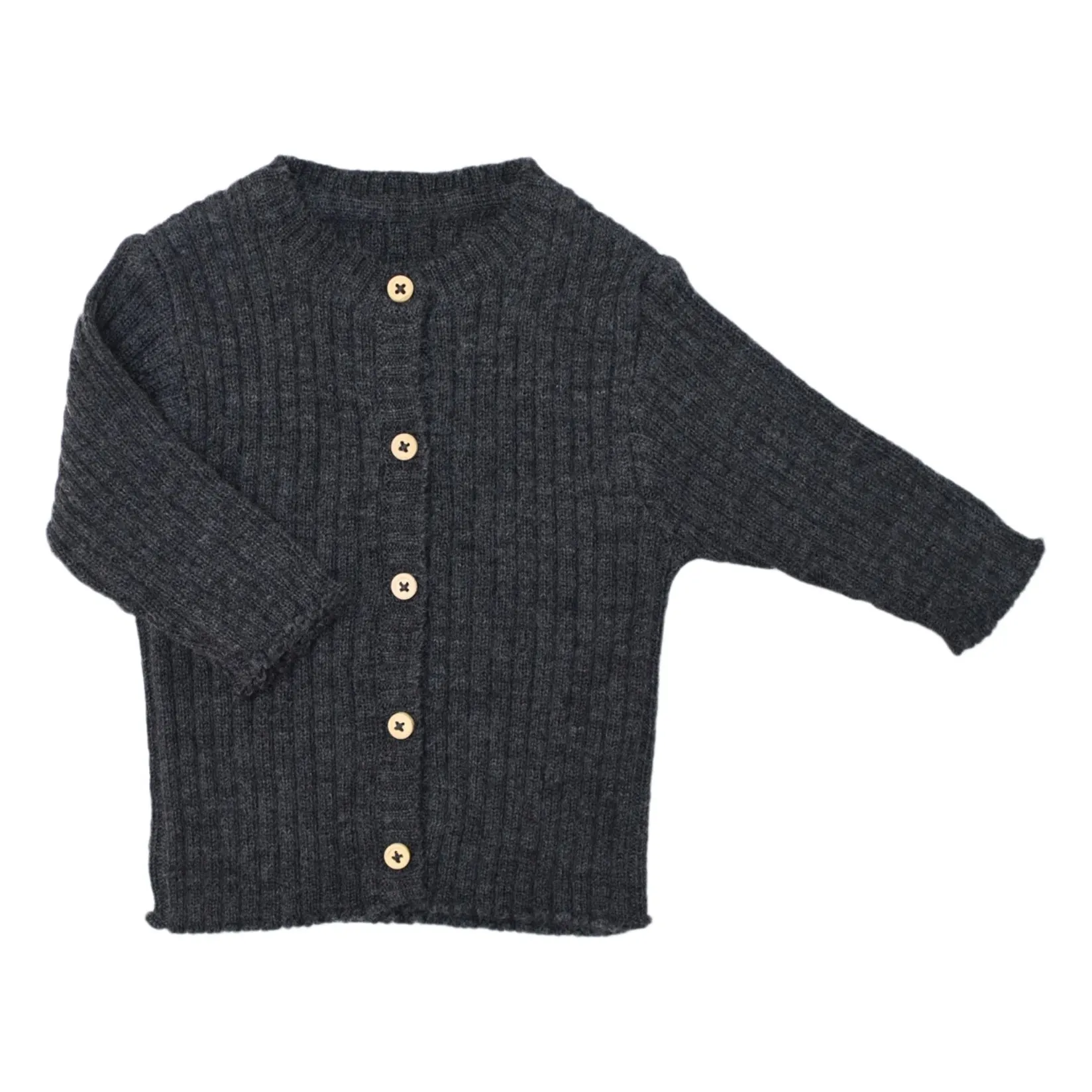 Lililotte Heather Grey Victoire Ribbed Wool Cardigan