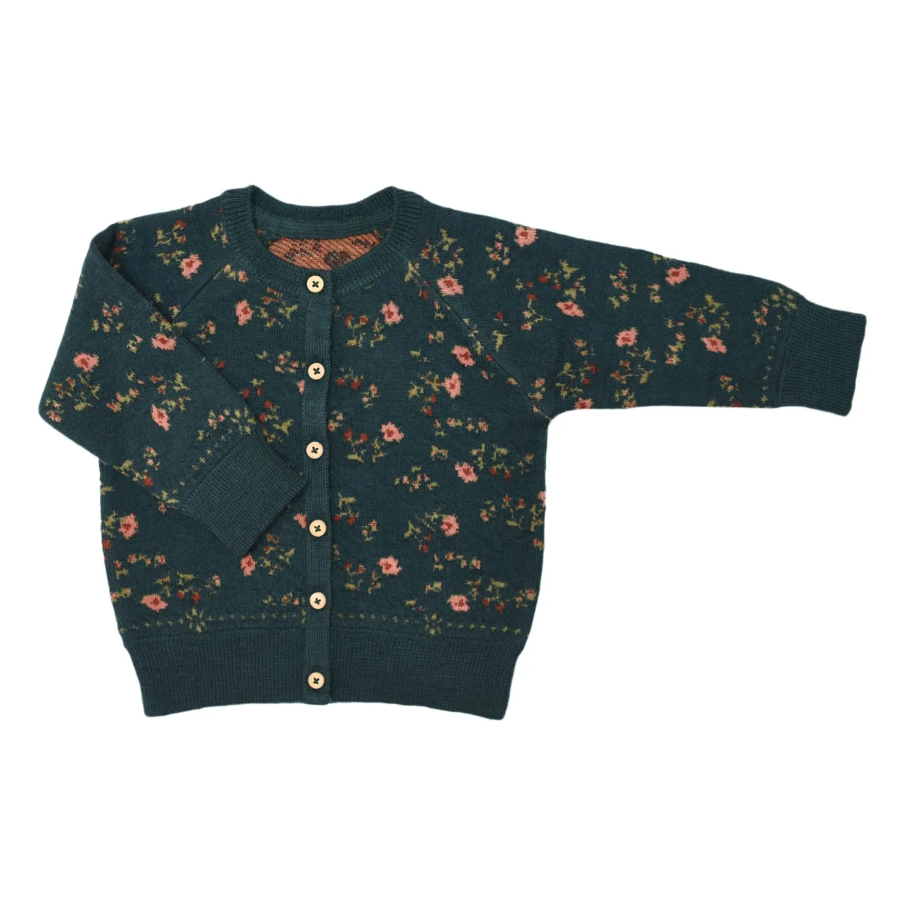 Lililotte Charcoal Grey Victoire Fleuri Wool Cardigan