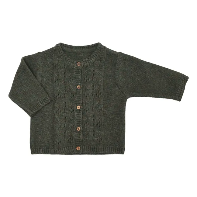 Cardigan traforato in lana Victoire | Verde