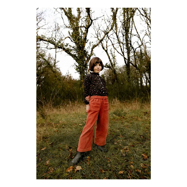 Léon-Hose aus geripptem Velours | Terracotta