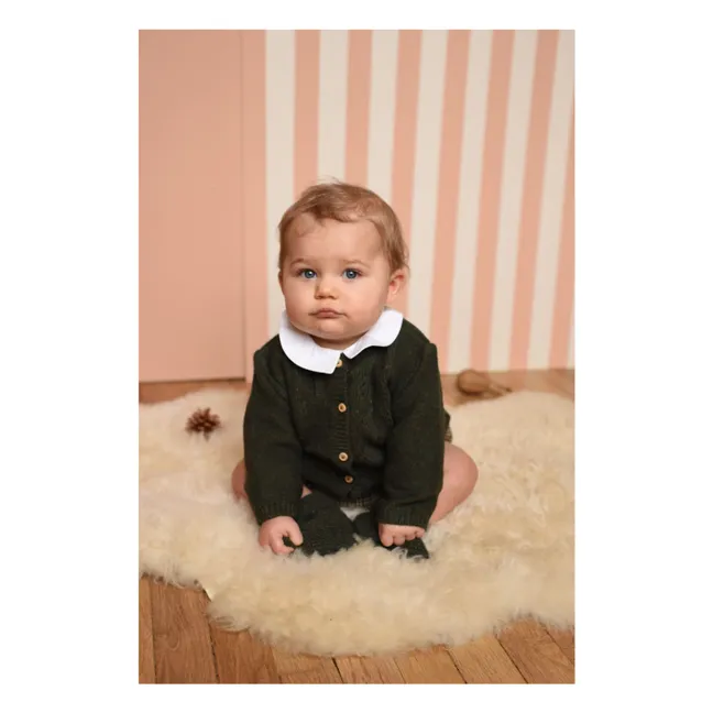 Cardigan traforato in lana Victoire | Verde