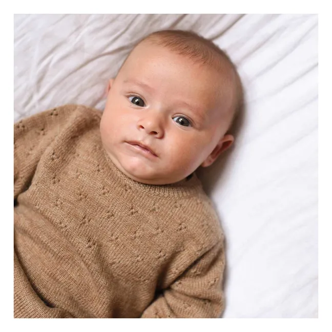 Felix Strampelanzug Wolle | Beige meliert