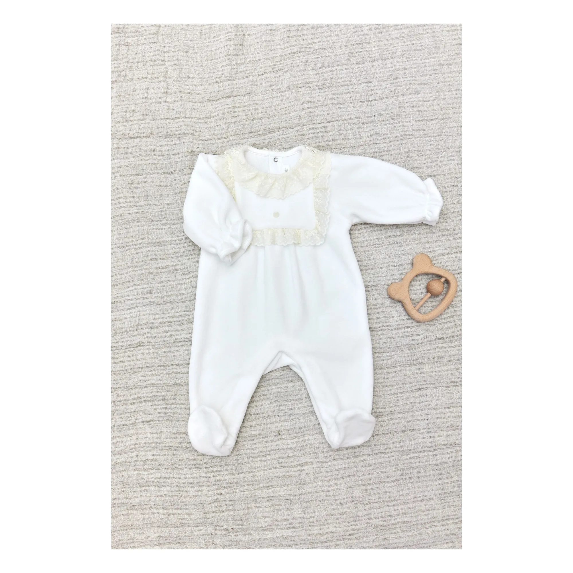 Tartine Et Chocolat Girls Ivory Pyjamas With Embroidered Feet