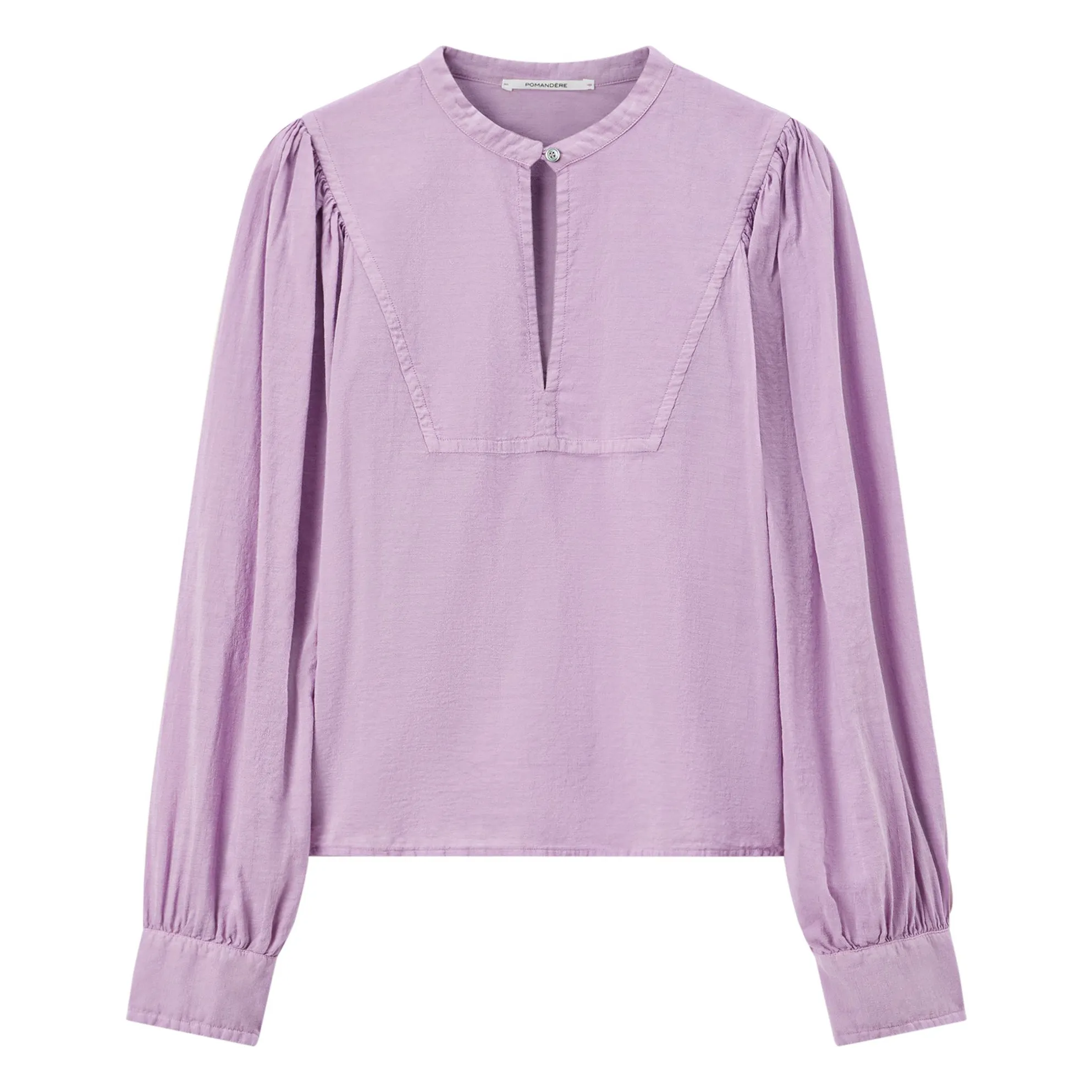 Pomandère Purple Cotton And Silk Chiffon Blouse