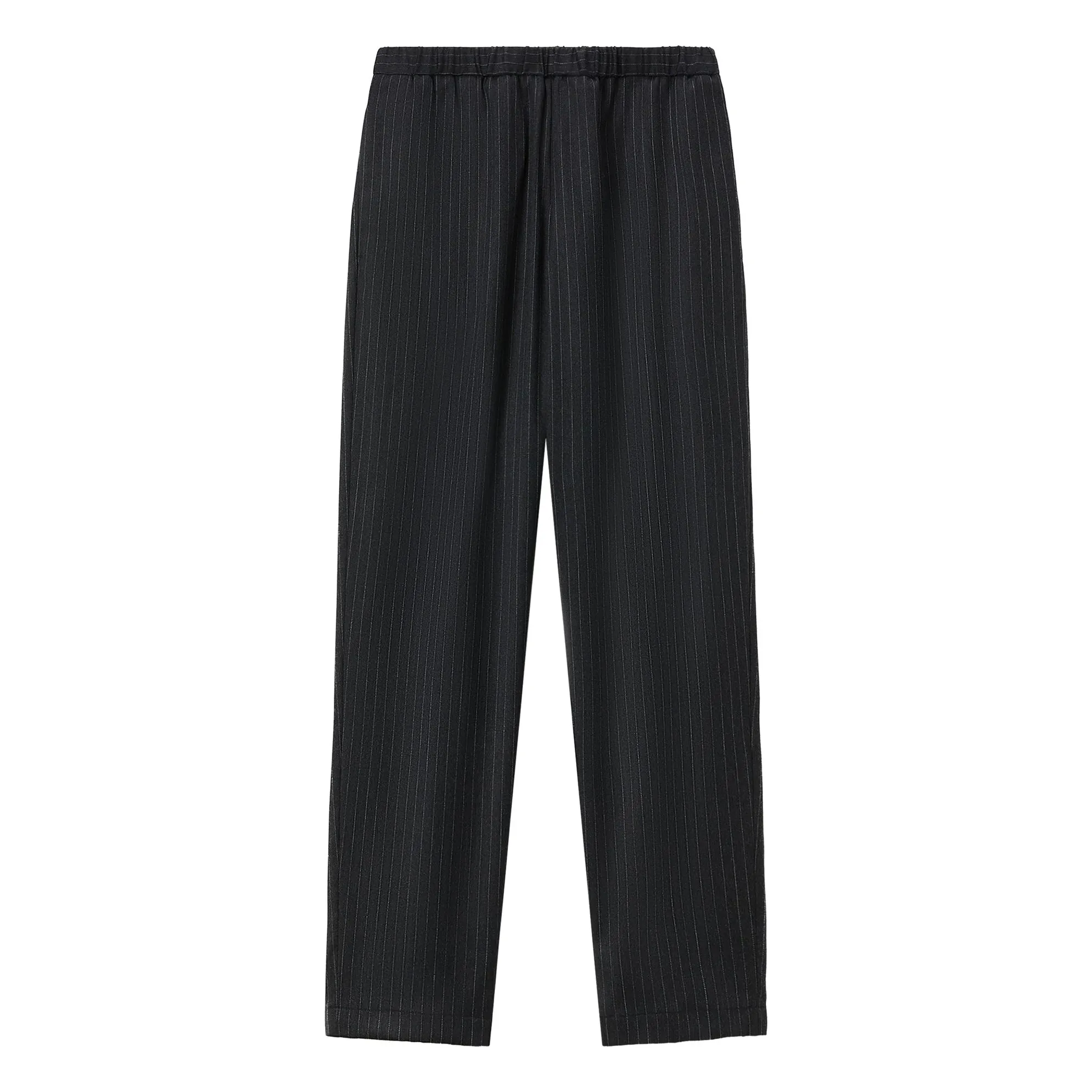 Pomandère Dark Grey Striped Virgin Wool Elasticated Pants