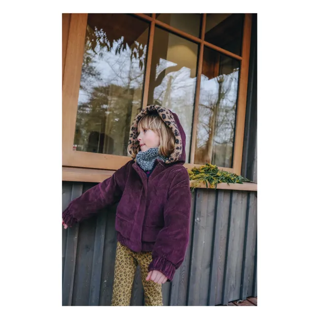 Wind Corduroy Fur Coat | Plum