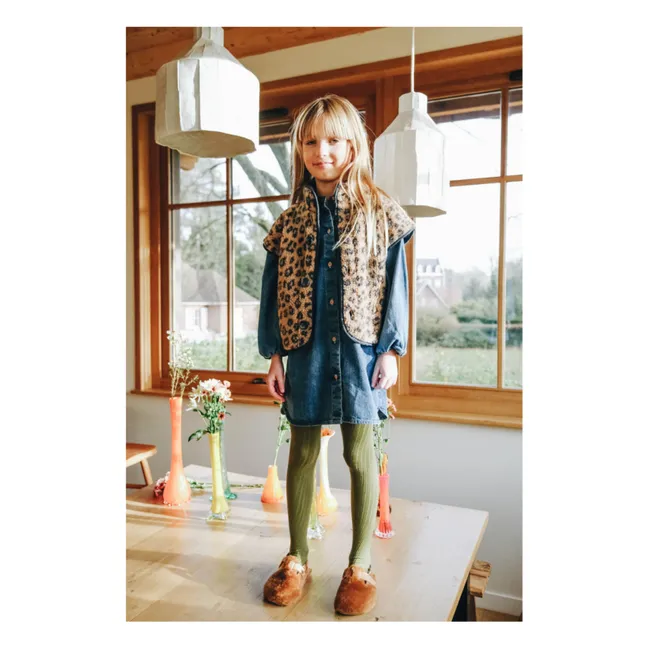 Jim Leopard Sleeveless Fur Vest | Brown