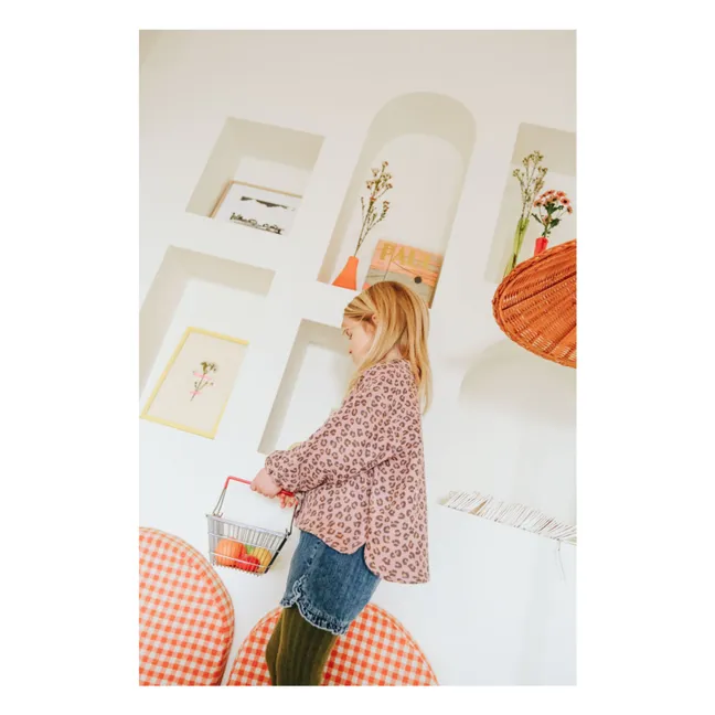 Blusa Hazel Leopard Gasa de algodón | Malva